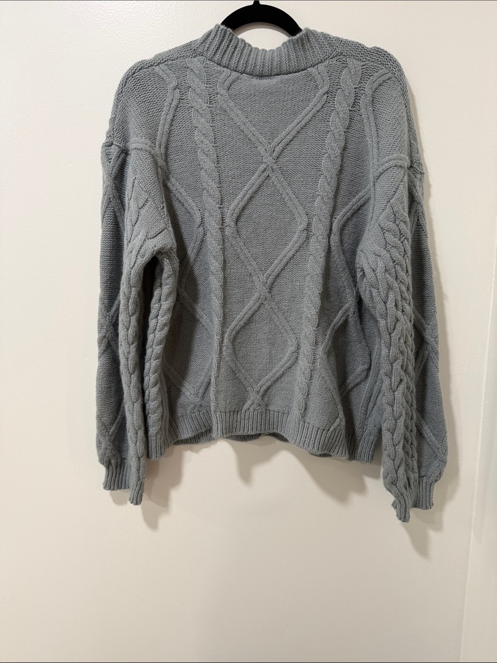 Taylor Swift Official Tortured Poets Society Light Gray Braided Cable Cardigan - Picture 4 of 7